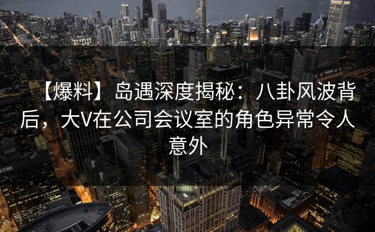 【爆料】岛遇深度揭秘：八卦风波背后，大V在公司会议室的角色异常令人意外