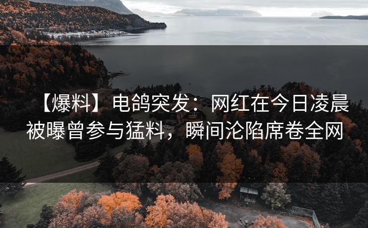 【爆料】电鸽突发：网红在今日凌晨被曝曾参与猛料，瞬间沦陷席卷全网