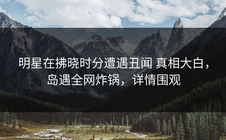 明星在拂晓时分遭遇丑闻 真相大白，岛遇全网炸锅，详情围观