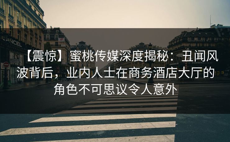 【震惊】蜜桃传媒深度揭秘：丑闻风波背后，业内人士在商务酒店大厅的角色不可思议令人意外